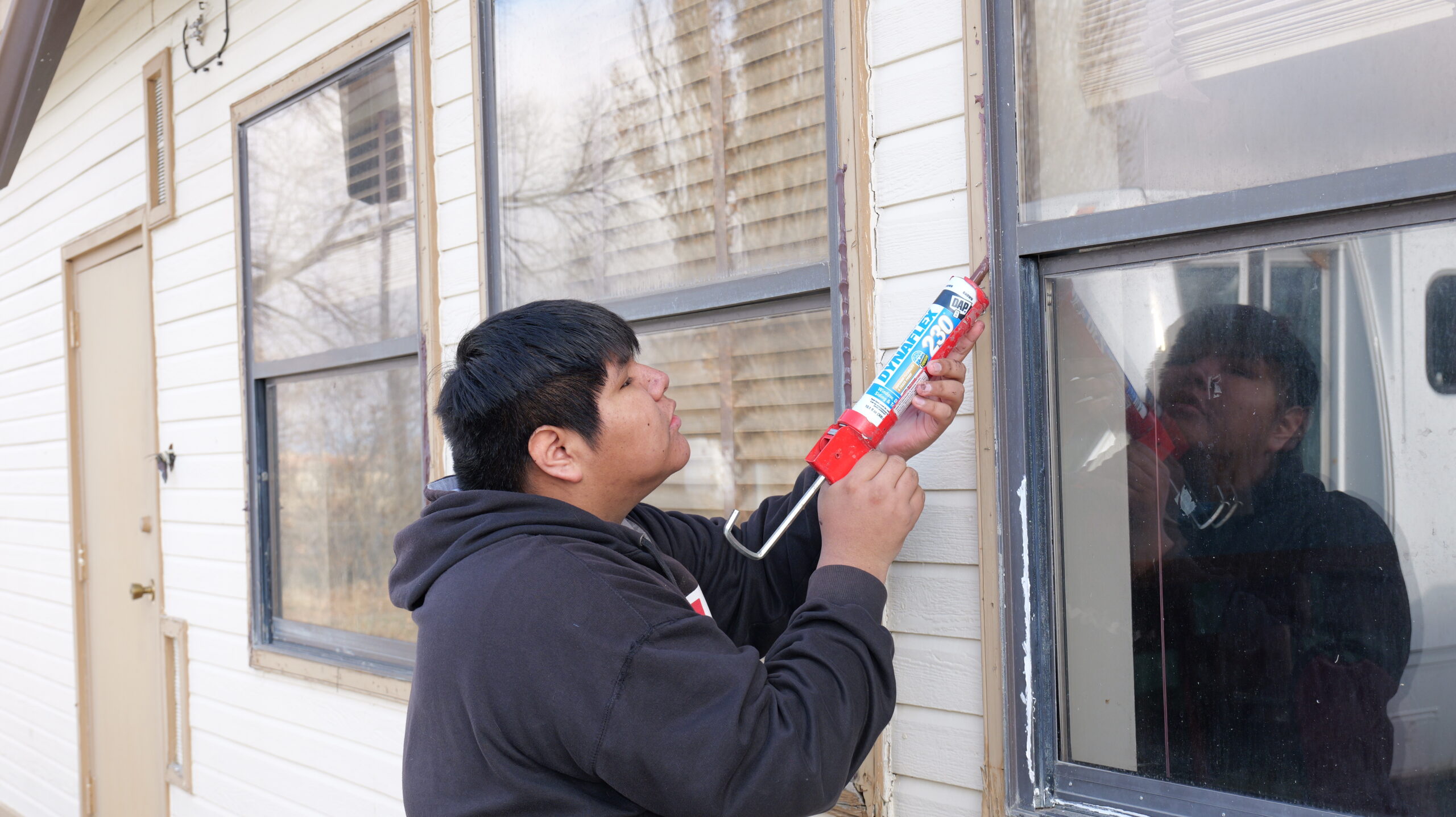 Duck Valley Energy Treasure Hunt Participant sealing building envelope